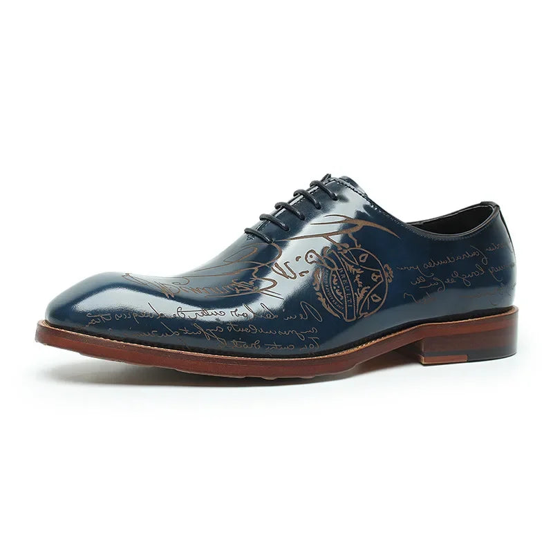 Luxury Engraved Leather Oxford Dress Shoes