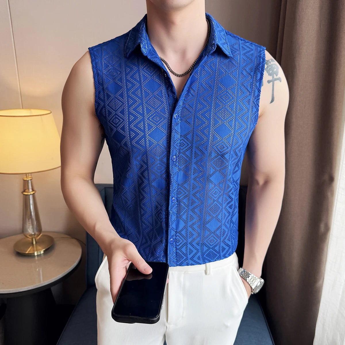 Hollow Geometric Lace Comfortable Vest