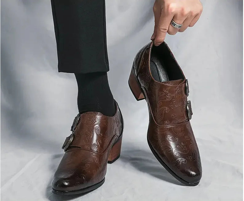 Paisley Pattern Low-Heels Leather Shoes