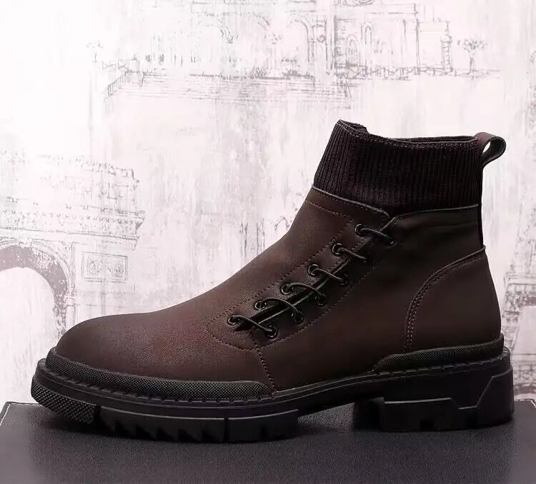 Out Stitched Decoration Solid Platform Boots