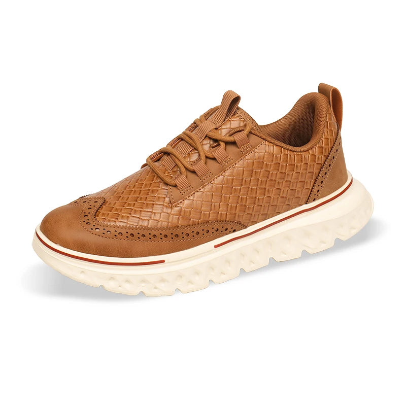 Casual Solid Woven Texture Brogues Sneakers