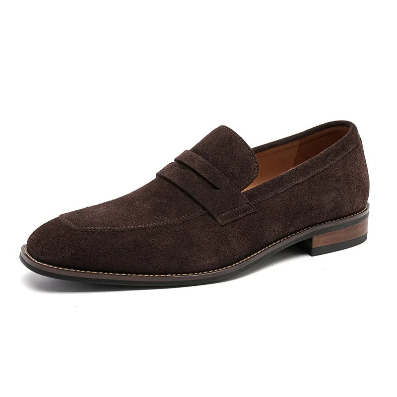 Retro Solid Suede Slip-On Loafers