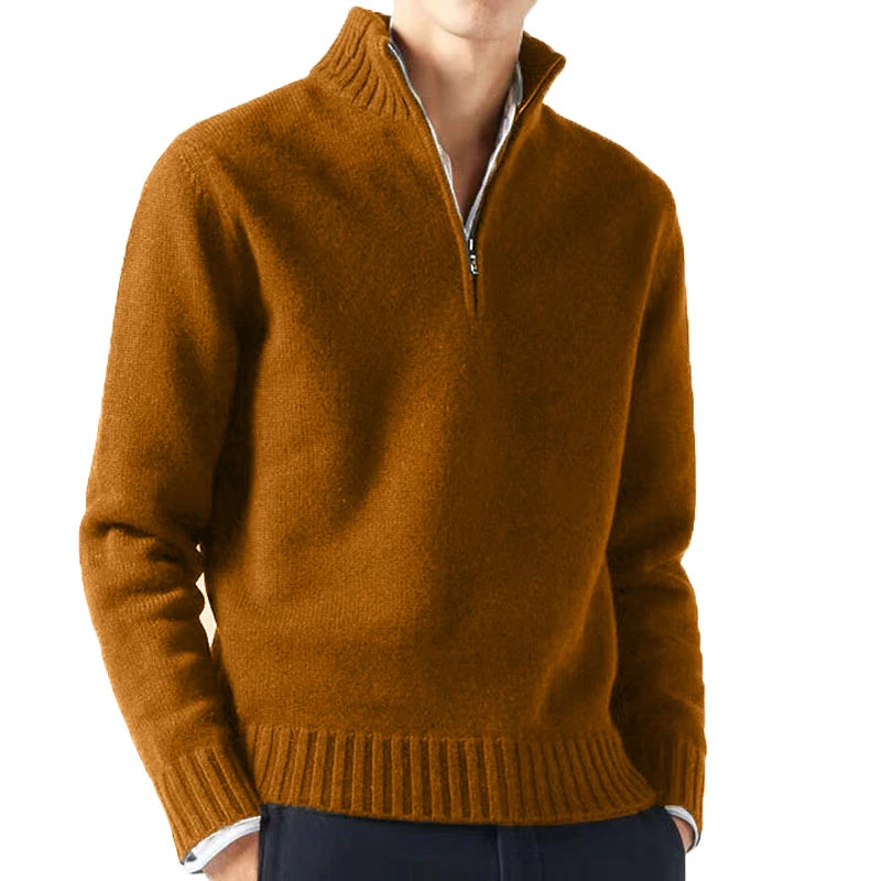 Daily Warm Solid Turtlenecks Half Zip Sweater