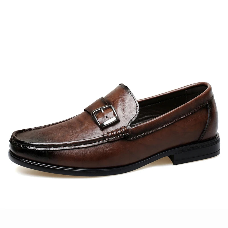 Retro Monk Buckle Slip-On Loafers