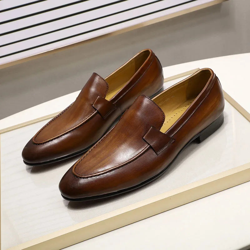Almond Toe Solid Classic Loafers