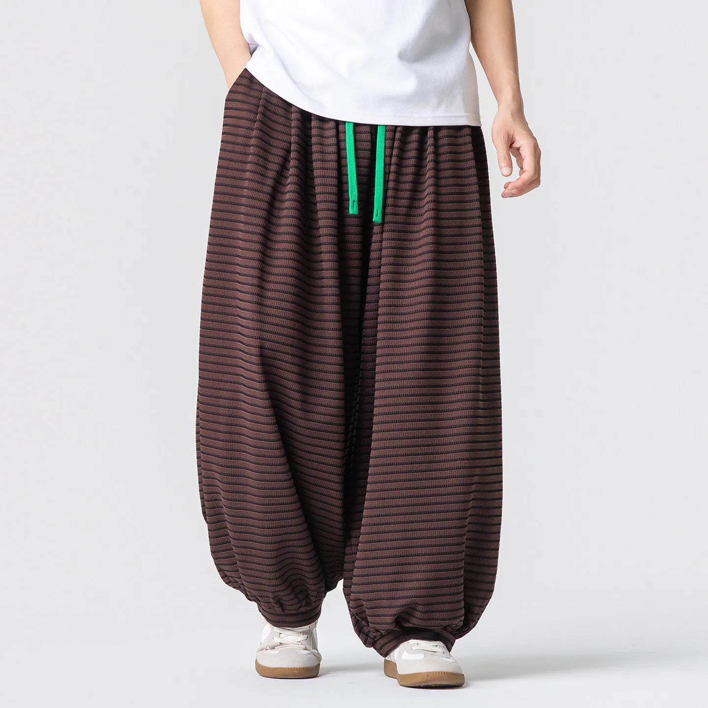 Elastic Waist Stripes Wide Leg Pants