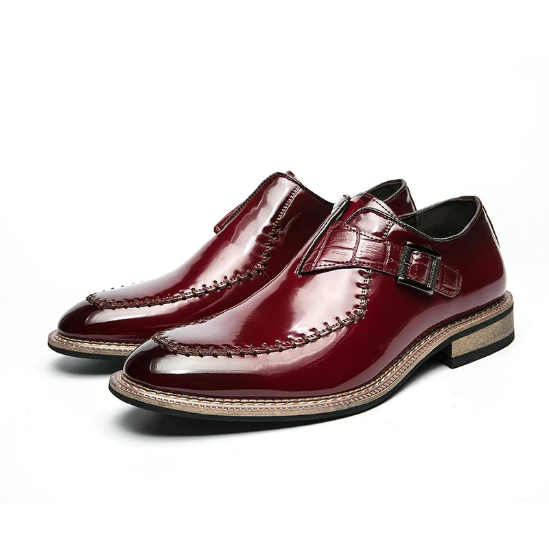 Crocodile Embossed Monk Buckle Loafers