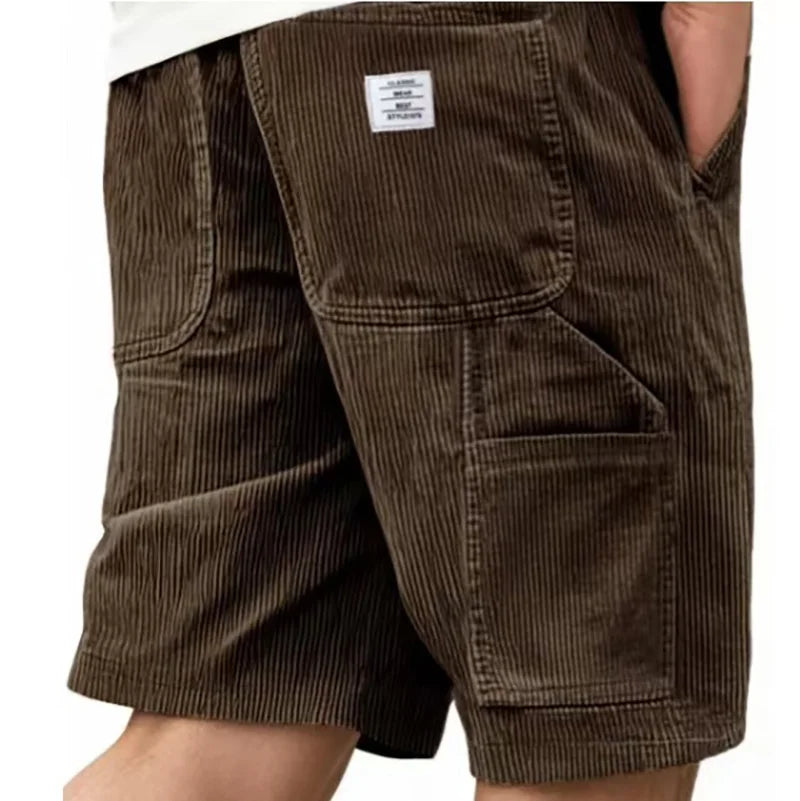 Casual Corduroy Loose Style Shorts