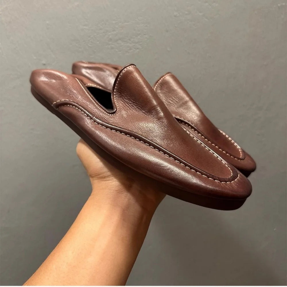 Solid Brown Soft Leather Loafers