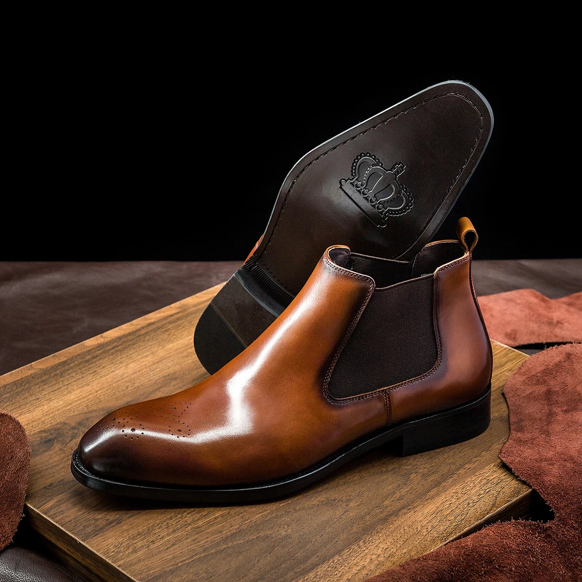 Elegant Solid Leather Chelsea Boots