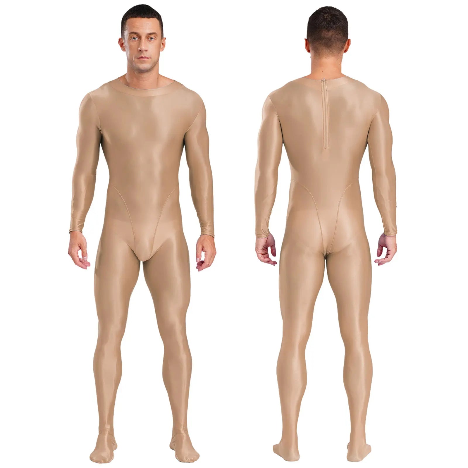 Long Sleeve Smooth Glossy Jumpsuit