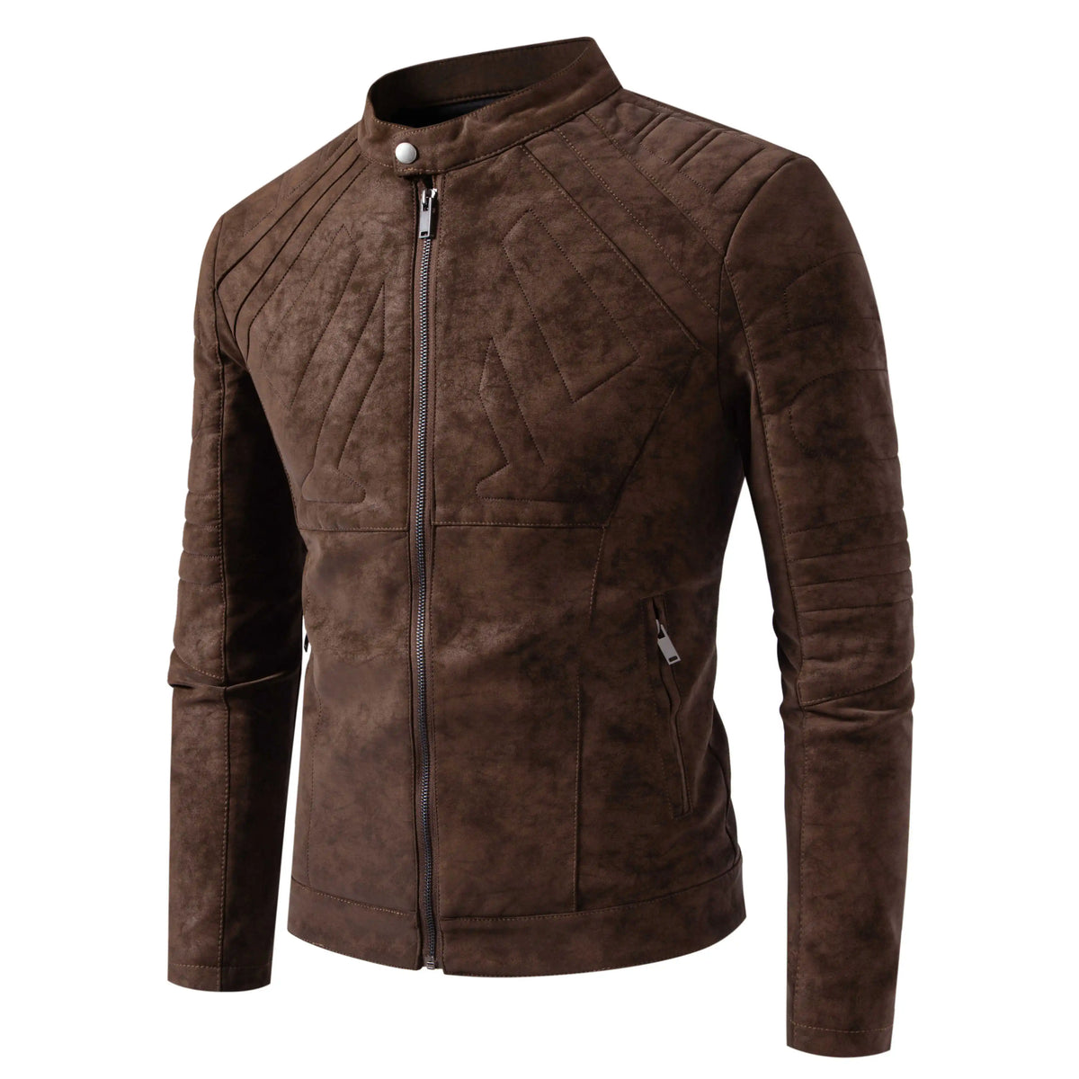 Stand Collar Metal Zipper Moto Jacket