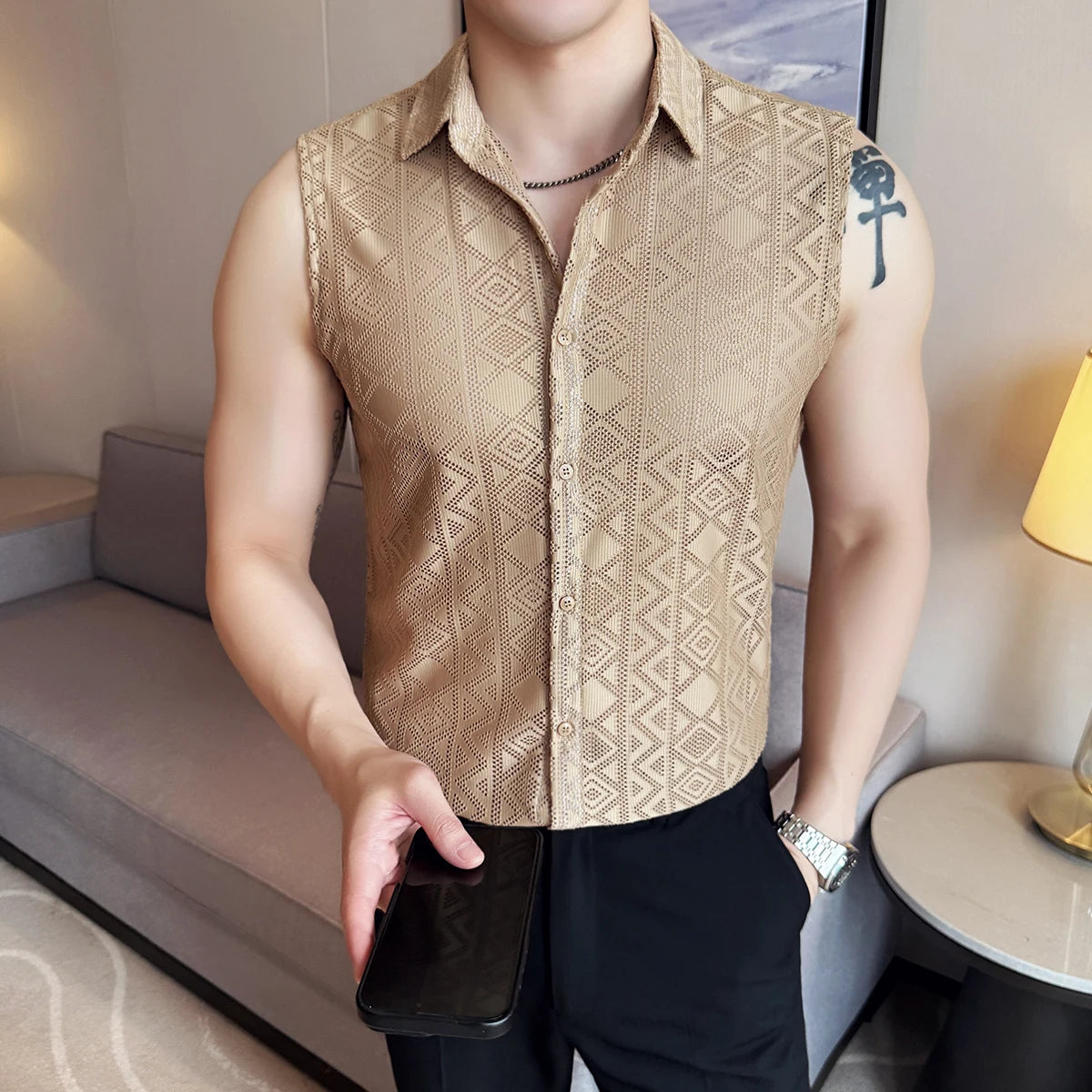 Hollow Geometric Lace Comfortable Vest