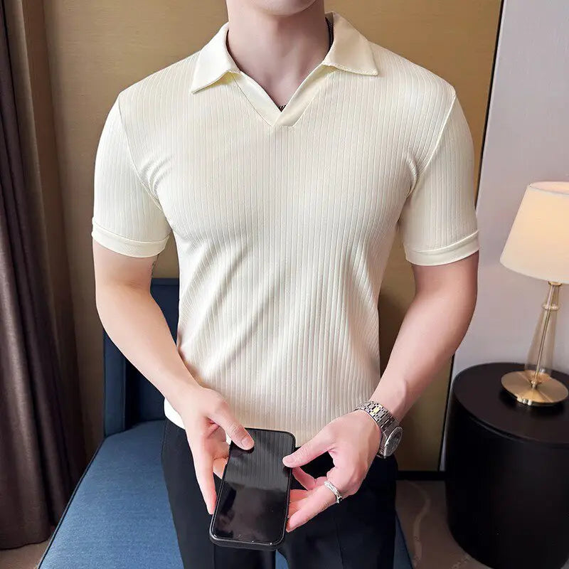 Casual Fashion Simple V-neck Polo Shirt