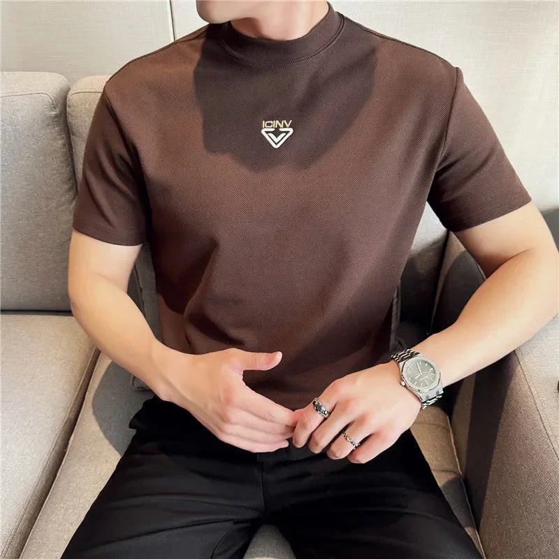 Mini Embroidery Round Neck Men's T-Shirt