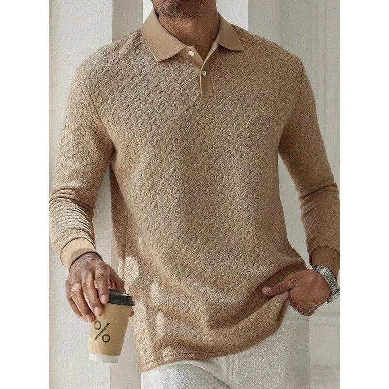 Refined Knit Texture Polo Shirt