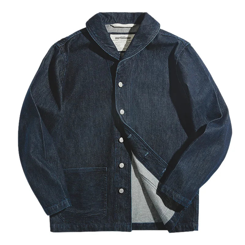 Denim Cotton Shawl Collar Jacket