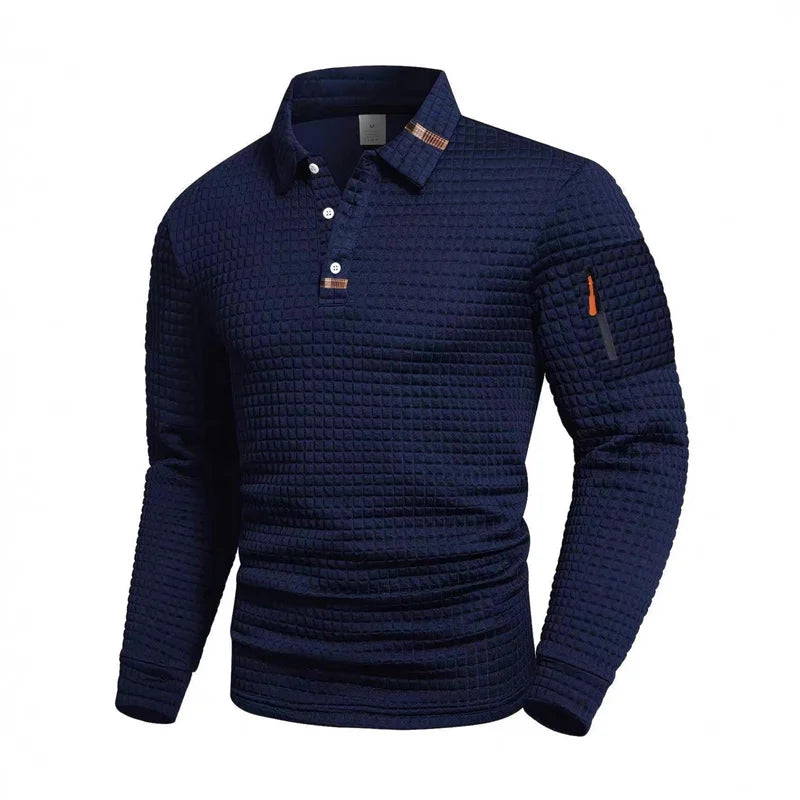Arm Pocket Solid Turn-down Collar Polo Shirt