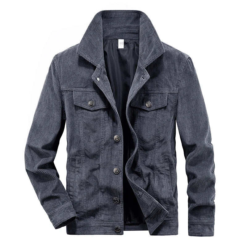 Single-Breasted Corduroy Vintage Jacket