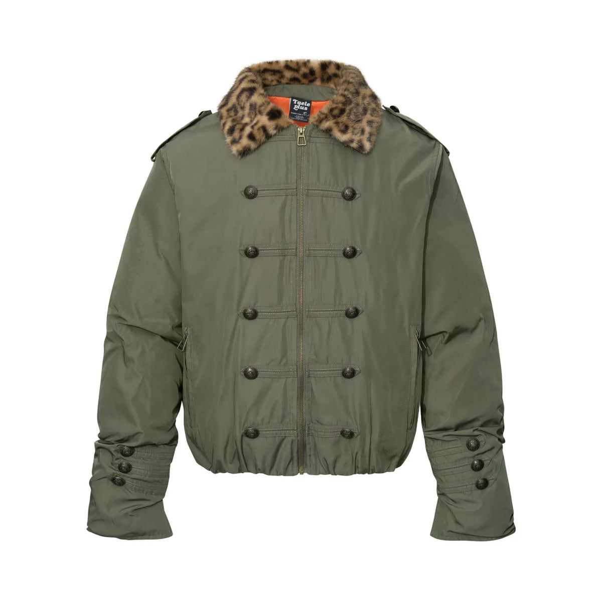 Leopard Faux Fur Multi Button Padded Jacket