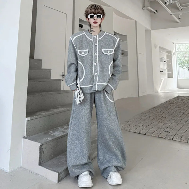 Covered Edge Design Loose Pants Set