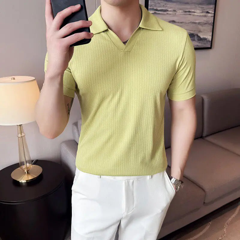 Casual Fashion Simple V-neck Polo Shirt