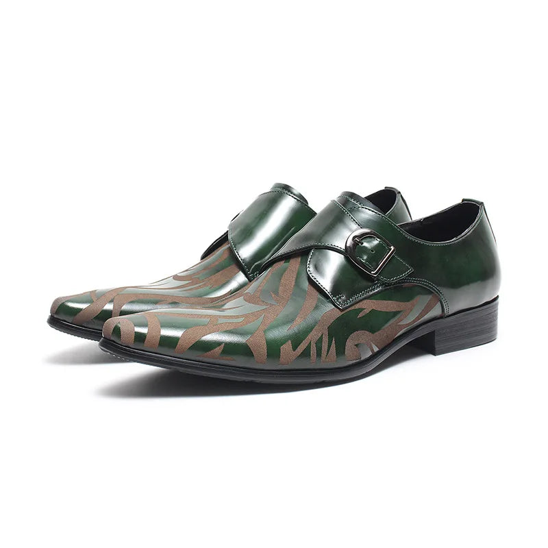 Shiny Geometric Leather Pointed Toe Shoes