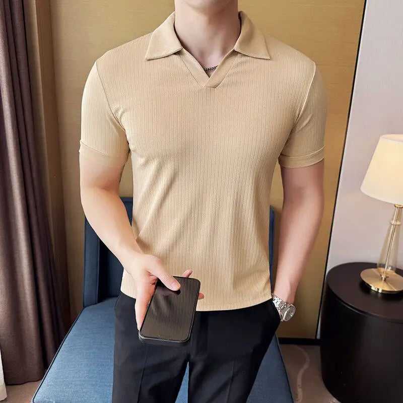 Casual Fashion Simple V-neck Polo Shirt