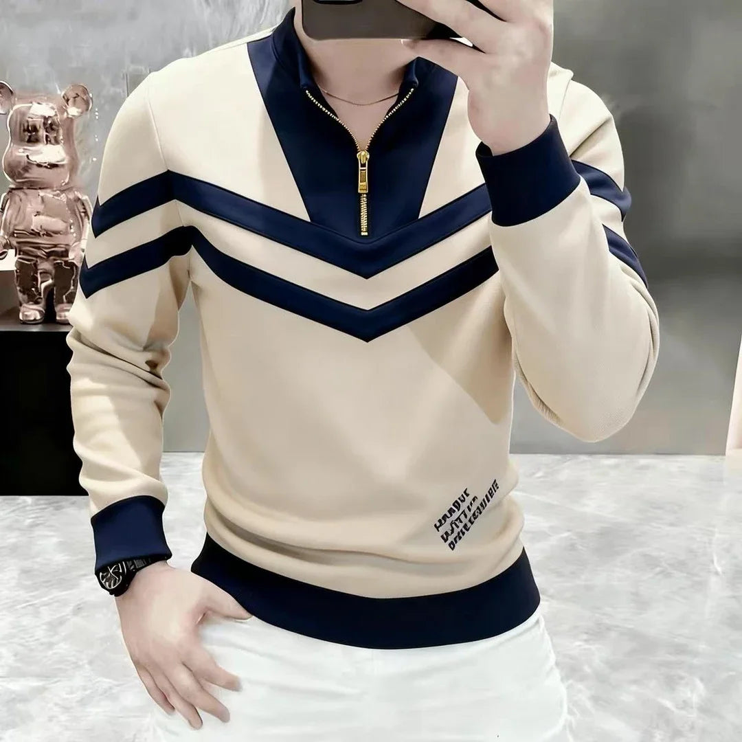 Men's Half Zip Stripe Sweatshirt