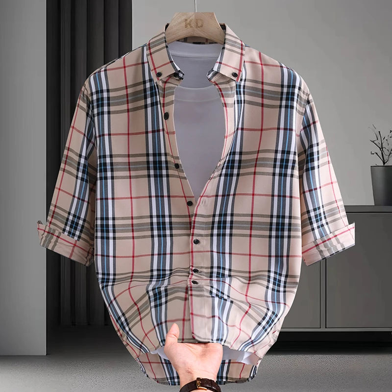 Plaid Pattern Half Sleeved Shirt