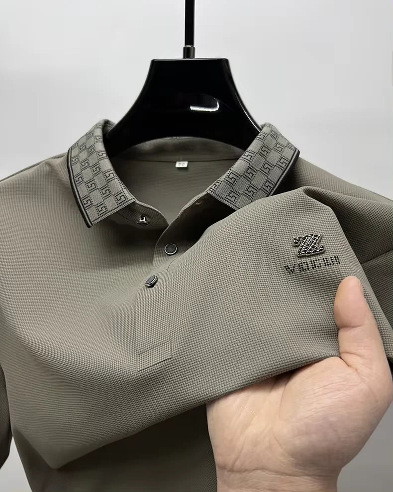 Monogram Collar Casual Men's Polo Shirt