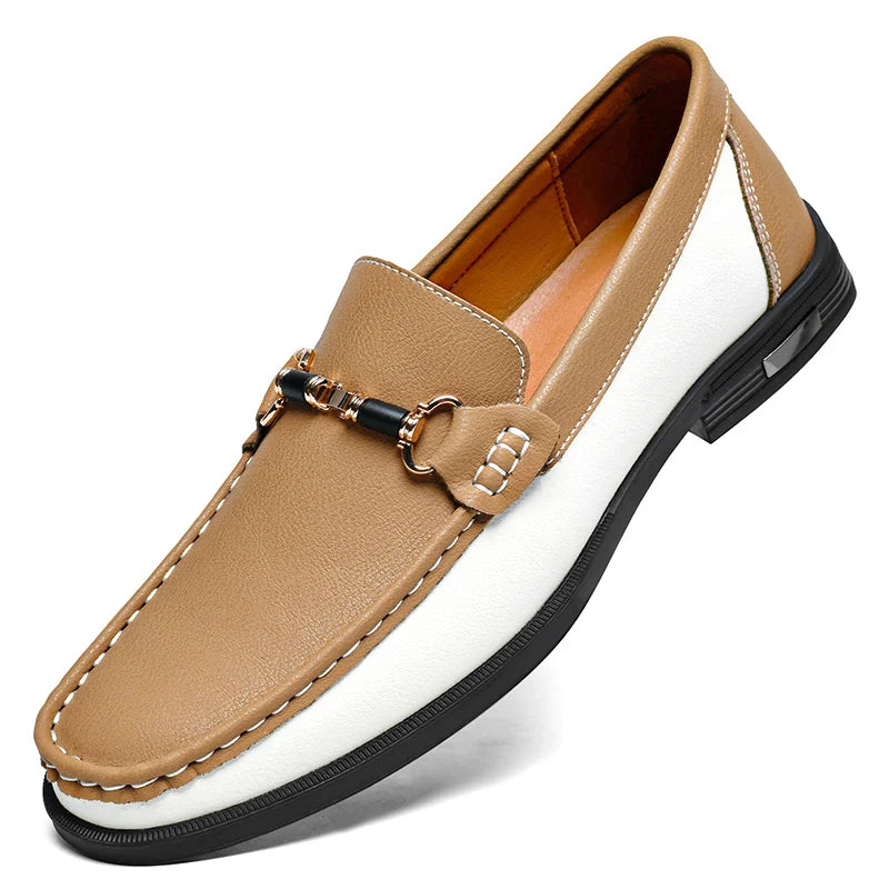 Metal Appliqués Split Leather Loafers