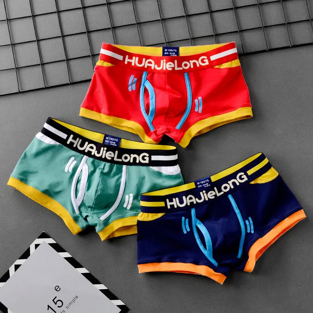 Cotton Spandex Colorful 3Pcs Boxer Set