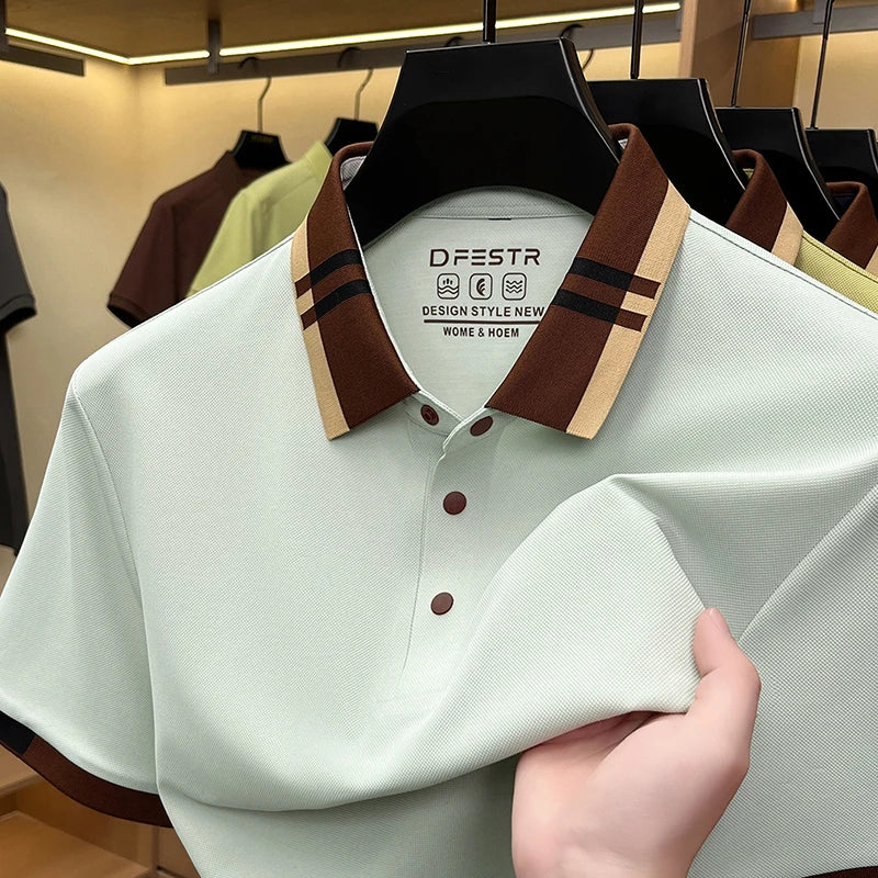 Contrast Collar Trim Polo Shirt