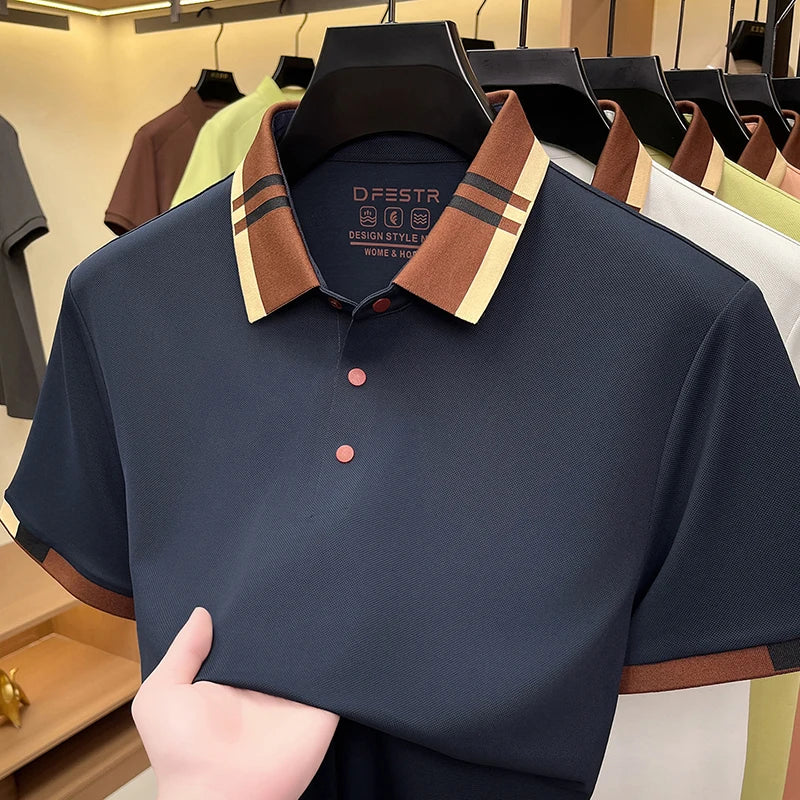 Contrast Collar Trim Polo Shirt