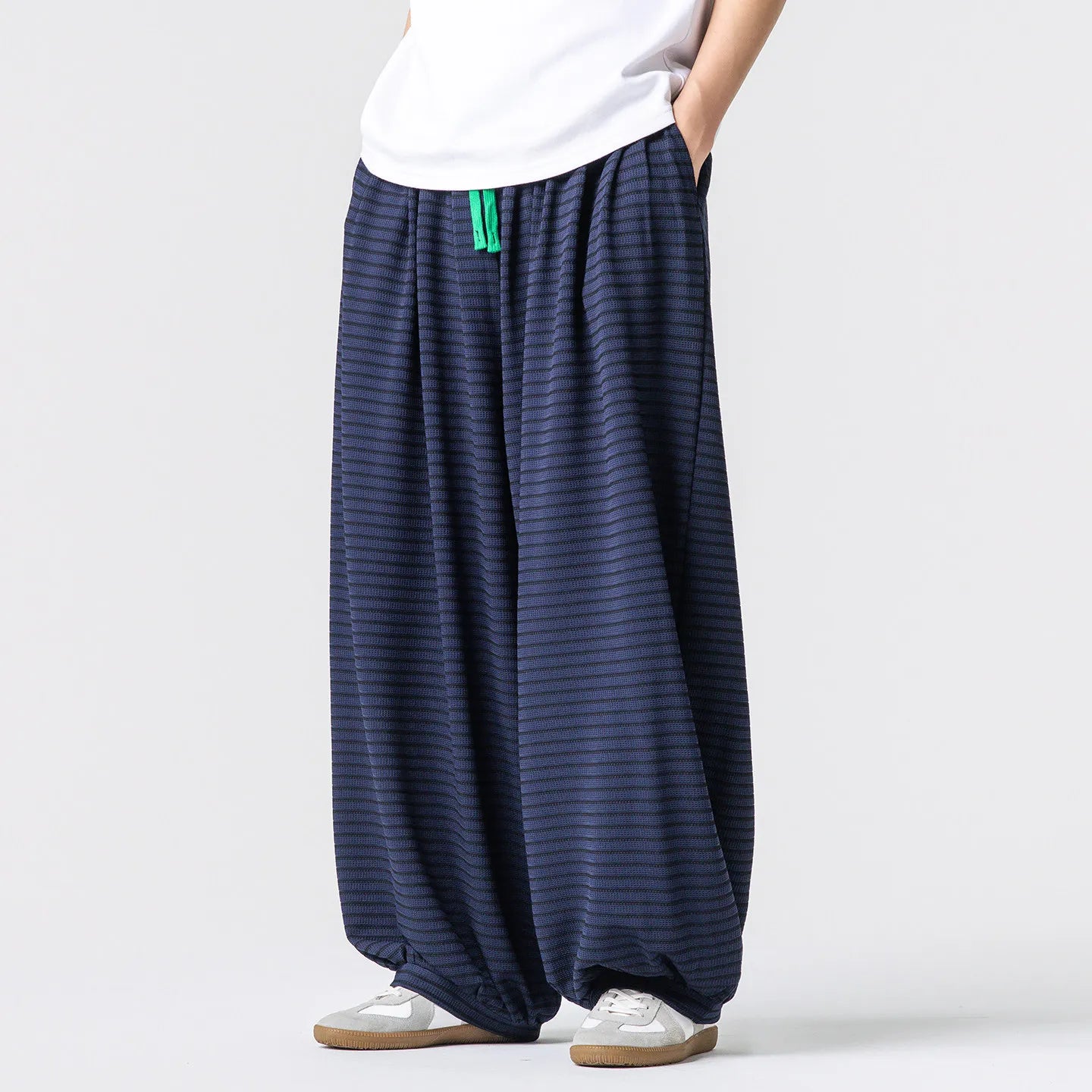 Elastic Waist Stripes Wide Leg Pants