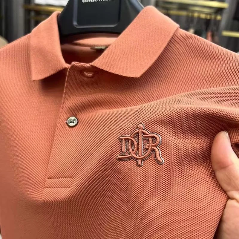 Letter Embossed Casual Polo Shirt