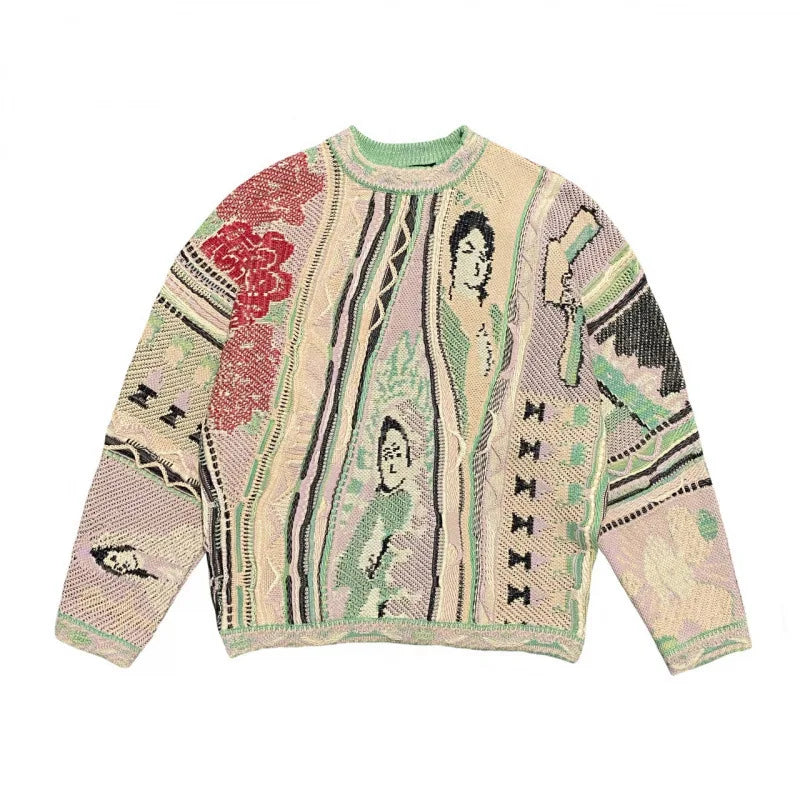 Geometric Art Color-Block Sweater