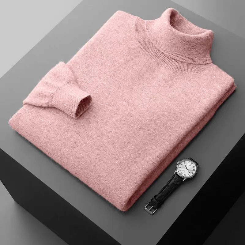Solid Color Knitted Turtleneck Sweater