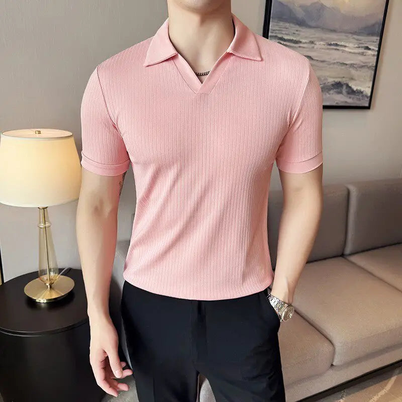 Casual Fashion Simple V-neck Polo Shirt