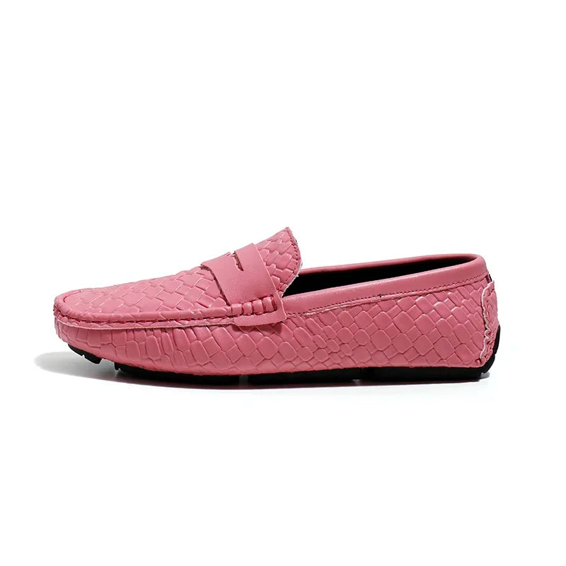 Woven Split Leather Multicolor Loafers