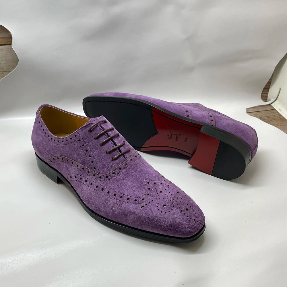 Soft Cow Suede Dots Oxfords Shoes