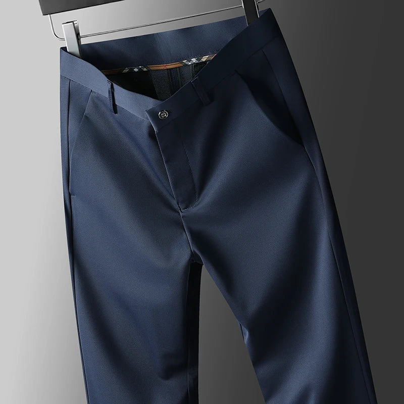 Casual Elastic Solid Striaght Pants