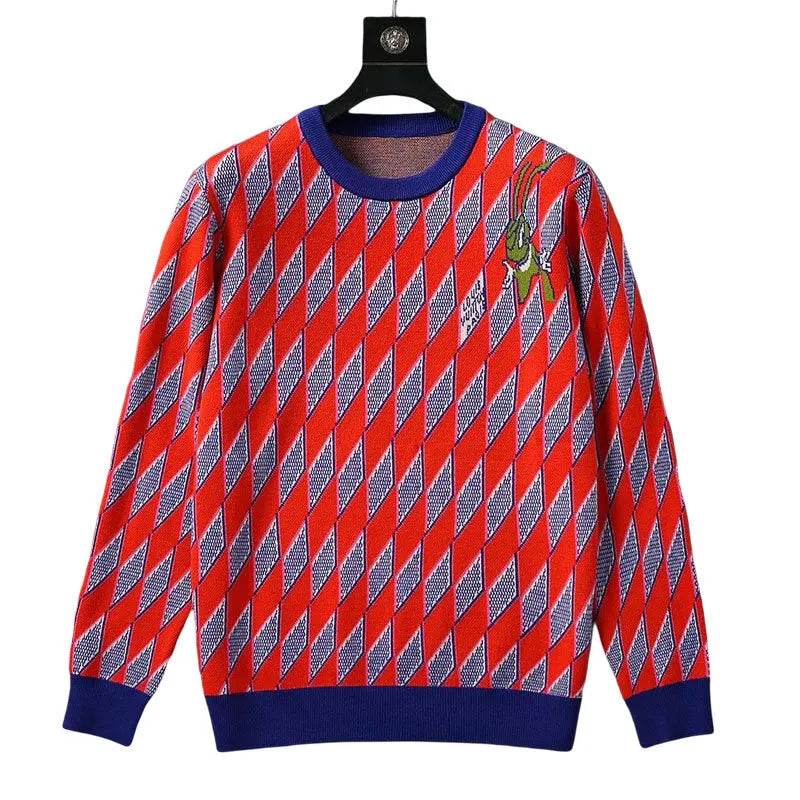 Geometric Diamond Printing Men's Sweater