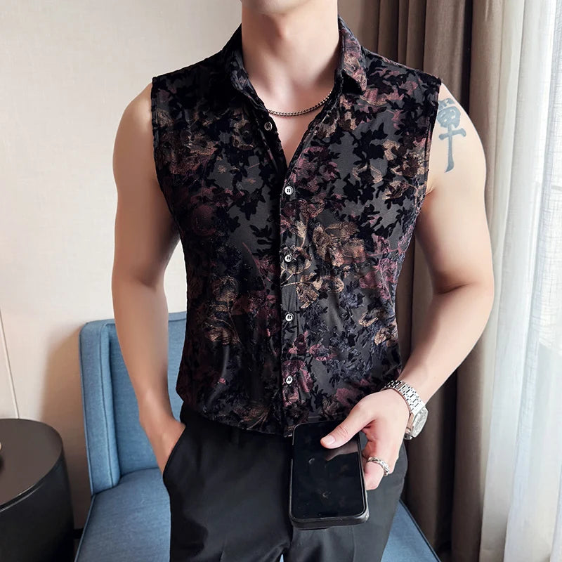 Jacquard Flocking Thin Mesh Vest