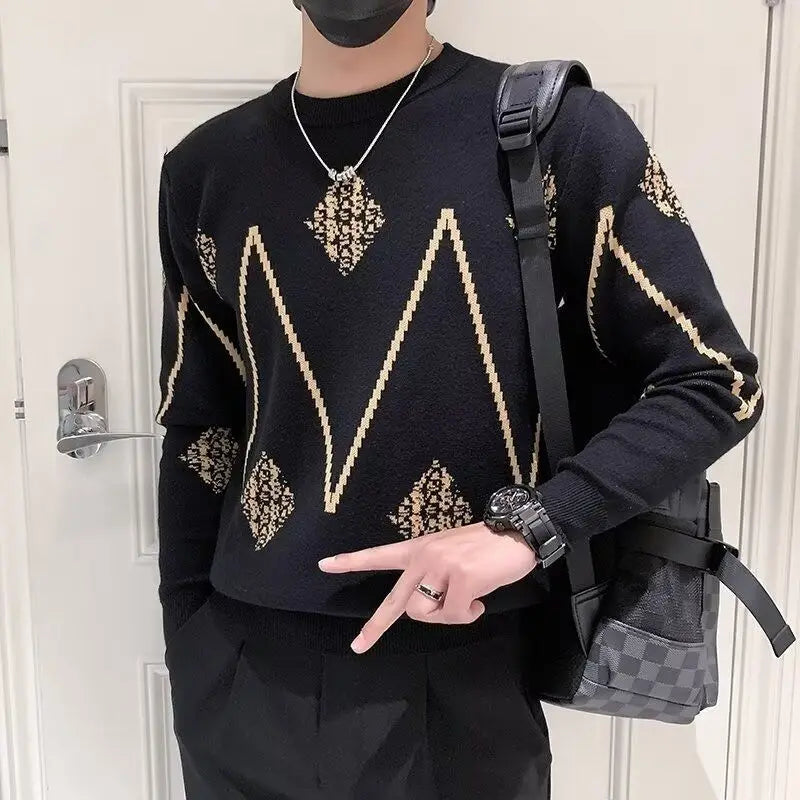 Jacquard Casual Knitted Men's Sweater