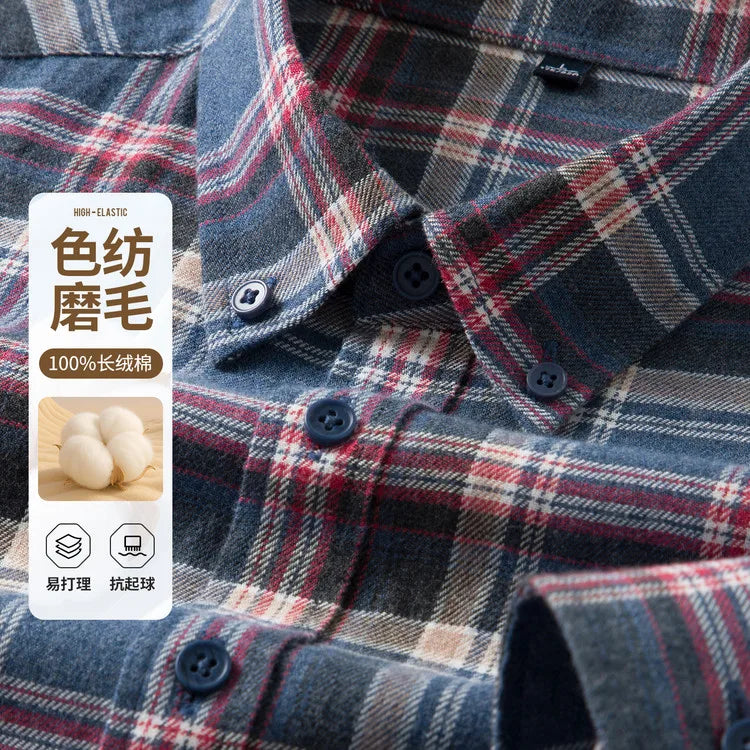 Plaid Cotton Flannel Men's Shirt