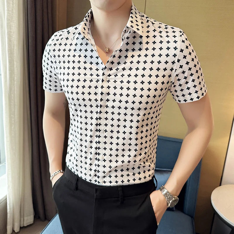 Geometric Print Short-Sleeved Shirt