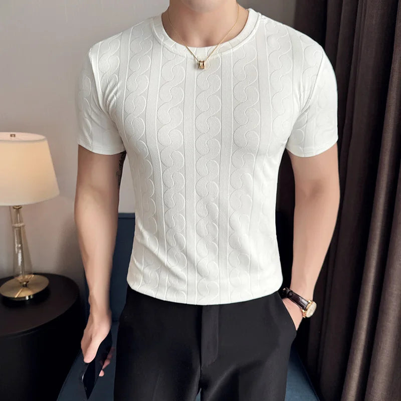 Casual Round Collar Geometric T-Shirt