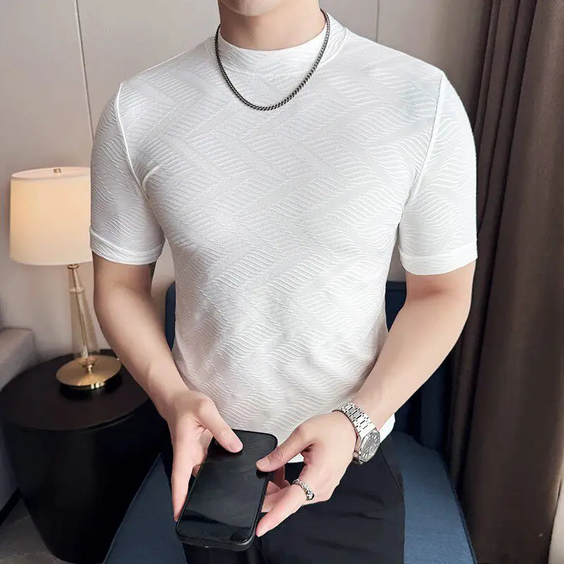 Geometric Pattern Slim-Fit O-Neck T-Shirt